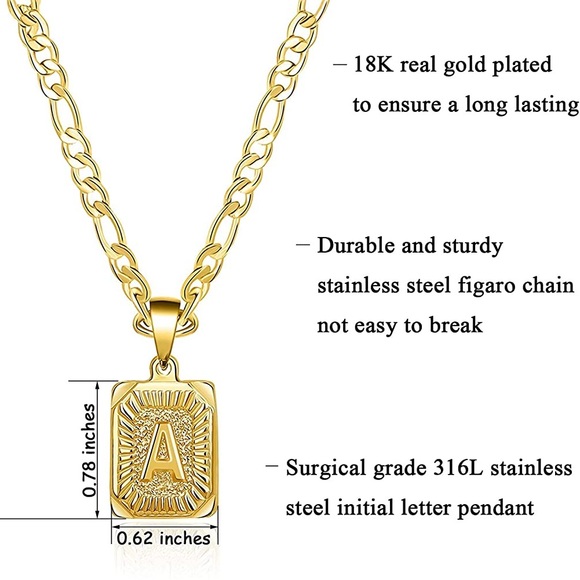 Nilevibes HIP HOP Initial Letter Pendant Necklace,Gold Platd Capital AlphabetA-Z - Picture 12 of 16